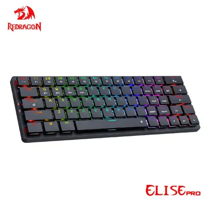 Teclado Redragon elise pro k624p rgb super magro teclado mecânico do jogo usb surpport bluetooth sem fio 2.4g 63 teclas para computa