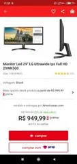 [AME 20%] Monitor Led 29" LG Ultrawide Ips Full HD 29WK500 R$ 950