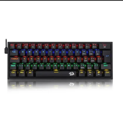 Teclado Mecânico Gamer Redragon Fizz, RAINBOW, Switch Blue, ABNT 2, Black, K617-R-B (PT-BLUE)