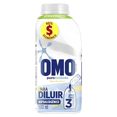 [Rec] Sabão Líquido Omo Puro Cuidado Para Diluir 500Ml rende 3L (30 lavagens)