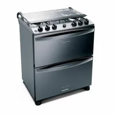 Fogão Brastemp 5 Bocas Duplo Forno Cor Inox Com Botões Removíveis E Exclusivo Aro Protetor - BFD5NCR | R$1.504