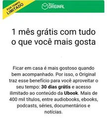 1 mês UBOOK grátis Quarentena