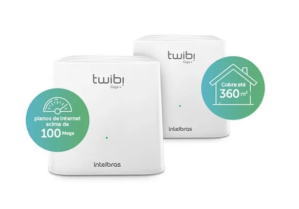 TWIBI GIGA+ Kit 2 - Roteador Wi-Fi Intelbras Mesh AC1200 Mbps Dual Band TR069 | R$516