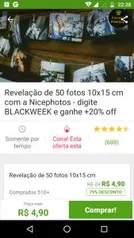 Revelação de 50 fotos 10x15 cm com a Nicephotos - digite BLACKWEEK e ganhe +20% off