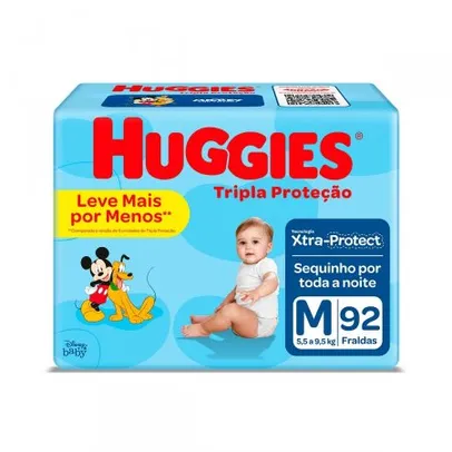 FRALDA HUGGIES TRIPLA PROTEçãO M COM 92 UNIDADES