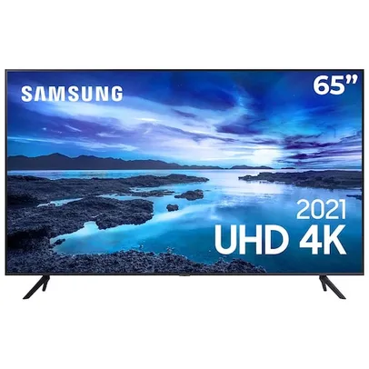 Smart TV 65" UHD 4K Samsung 65AU7700, Processador Crystal 4K, Tela sem limites, Visual Livre de Cabo