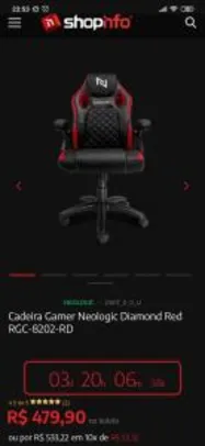 Cadeira Gamer Neologic Diamond Red | R$480