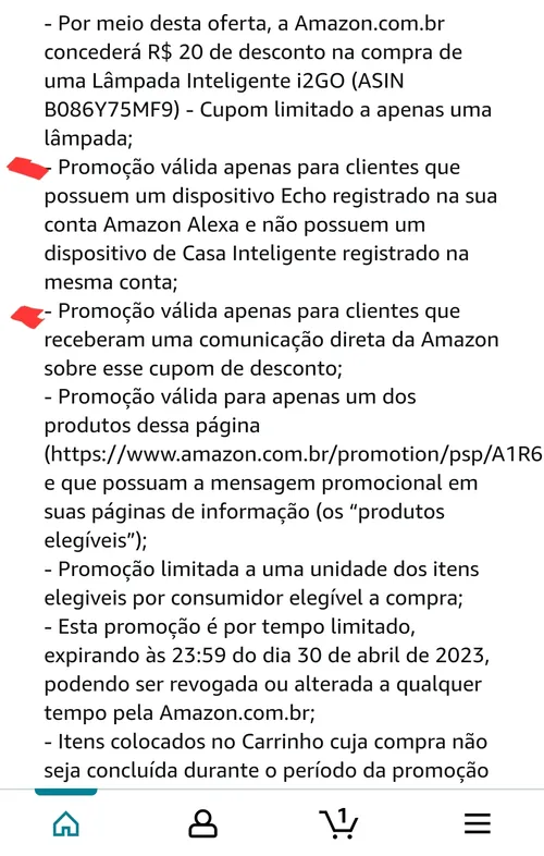 Imagem na descrição da promoção