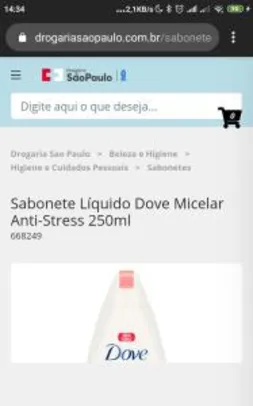 2 Sabonete líquido Dove por R$ 8,08