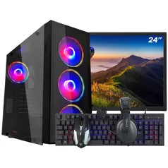 PC Gamer Completo Ark Intel Core I7 3770, 8GB, GT 730 4GB, SSD 480GB, Linux + Monitor HD LED 24 Polegadas + Kit Gamer