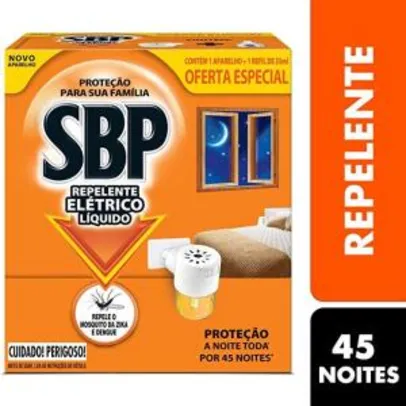 [PRIME] Repelente Elétrico Líquido 45 Noites Kit Com Aparelho e Refil, SBP