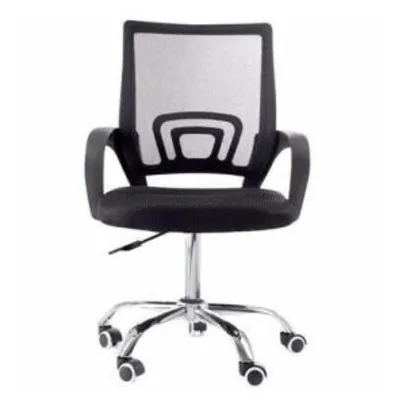[R$153 AME] Cadeira de escritório Giratória Com Base Cromada - Preta - Mb-6010