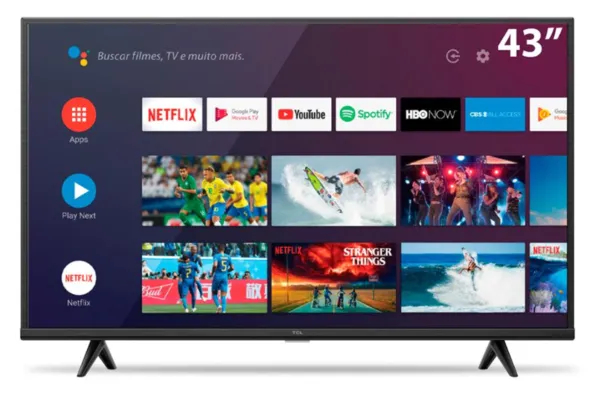 Smart TV LED 43" 4K TCL 43P615 com WiFi, Bluetooth, Google Assistant e Alexa