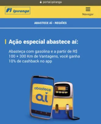 Abasteça com gasolina e a partir de R$ 100 + 300 Km de Vantagens, você ganha 10% de cashback no app [ CE, MA, SC]