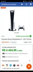 Console Sony PlayStation 5 - CFI-1014A | R$ 4.464