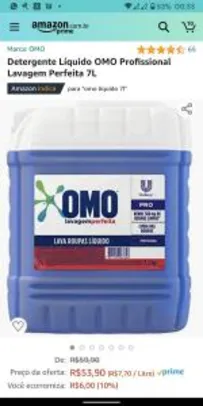 Detergente Líquido OMO Profissional Lavagem Perfeita 7L - R$54