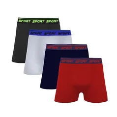 Kit 10 Cueca Boxer Algodao Lisa Sortida 