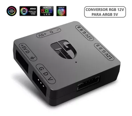 Hub Conversor Rgb 4 Pinos 12v Para Argb 5v 3 Pinos E Vdg