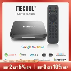 [Moedas | taxa inclusa] Tv Box Mecool KM9 Pro certificado Google Amlogic S905X2 Android 10.0 2GB/16GB 4K HDR