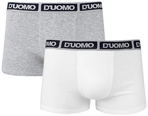 Kit 2 Cuecas Boxer Duomo Masculino, Branco/Marinho