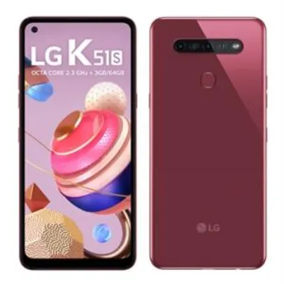 Smartphone LG K51S, Vermelho, Tela 6.55", 4G + Wi-Fi, Android 9, 4 Câm Traseira 32MP+5MP+2MP+2MP e Frontal 13MP, 64GB