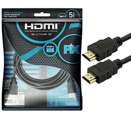 Cabo Hdmi 2.0 4K Hdr 19P 5M Pix Gold, 5 metros, Preto