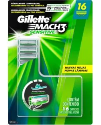 Carga Gillette Mach3 Sensitive - 16 Cargas por R$79,90