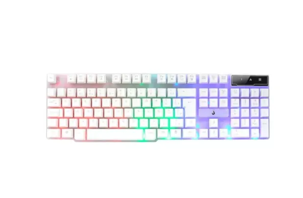 Teclado Gamer Rise Mode G1 Full, RGB Rainbow, USB, Branco - RM-TG-01-FW