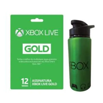 Xbox Live Gold 12 Meses + Squeeze de Metal R$135