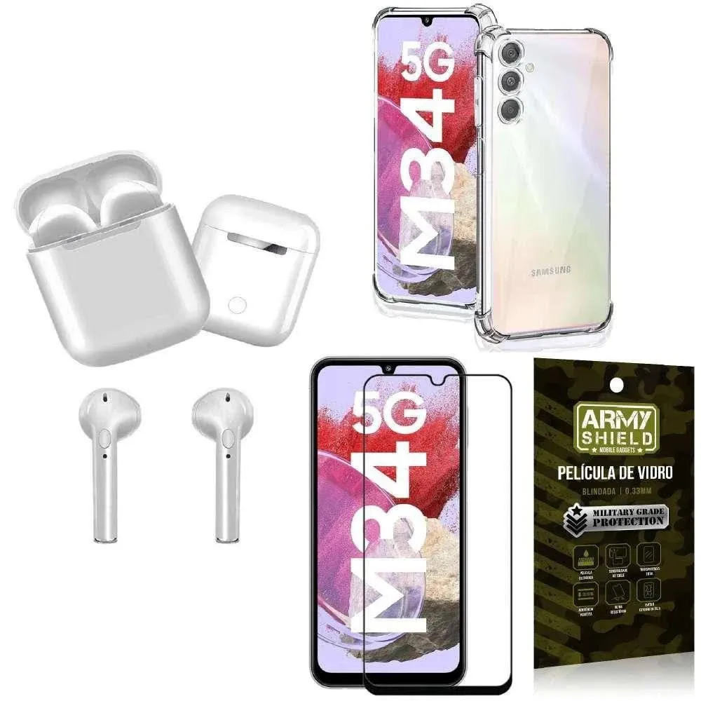 Imagem do produto Capinha Samsung M34 + Fone De Ouvido Bluetooth Tws + Película 3D