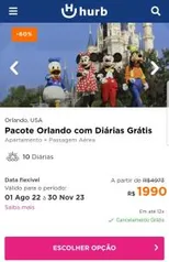 PACOTE ORLANDO 10 DIÁRIAS - R$1990