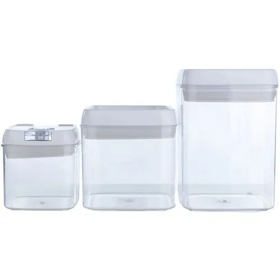 [AME SC R$10] Conjunto de Potes Herméticos 3 Pecas 500 ml / 1000 ml / 1700 ml - Casual Home