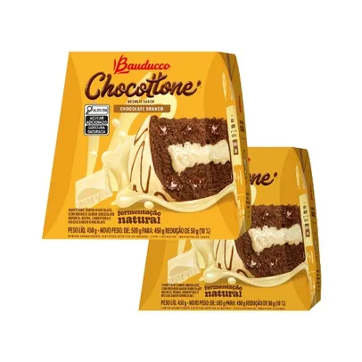 Kit com 2 unidades - Chocottone/Pannetone Maxi Recheado Chocolate Branco 450g