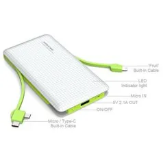 Carregador Portatil Pineng PN 959 20.000 mah - Com Conector Type C, Lightining e V8 - Branco