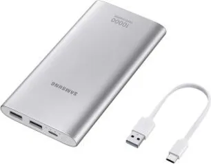 Bateria Externa, 10,000Mah USB Tipo C Prata, Samsung, EB-P1100CSPGBR, Prata | R$80