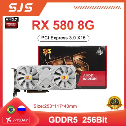 PLACA DE VIDEO SJS RX 580 8GB BRANCA