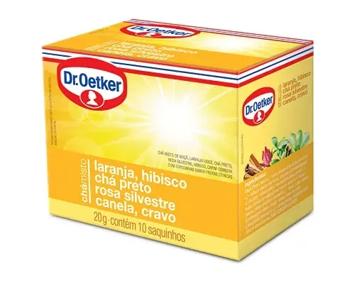 Chá de Laranja, Hibisco, Preto, Rosa Silvestre, Canela e Cravo 10 Sachês, Dr.Oetker