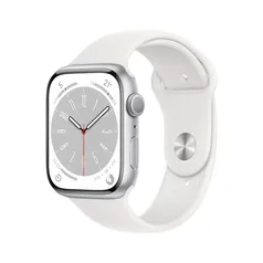 Apple Watch S8 45mm Gps Caixa Prateada De Aluminio Pulseira Esportiva Branca