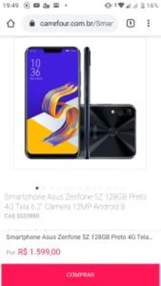 Smartphone Asus Zenfone 5Z 128GB | R$1599