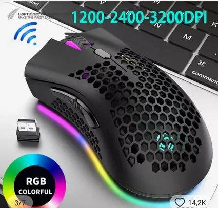 Mouse Gamer Bm600 recarregável usb 2.4g sem fio luz rgb