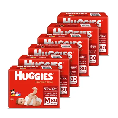 Kit de Fraldas Huggies Hiper Supreme Care M - 480 Unidades