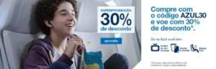 30% desconto passagens Azul