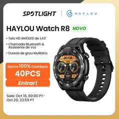 HAYLOU R8 Smartwatch, 1,43 AMOLED HD Display, Chamada Bluetooth, Assistente