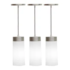 Combo Kit com 3 Pendentes Copo Cilindro Branco Luminária Lustre 24Cm Sala