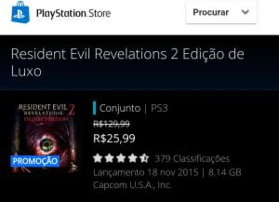 Resident Evil Revelations 2 Edição de Luxo - R$26