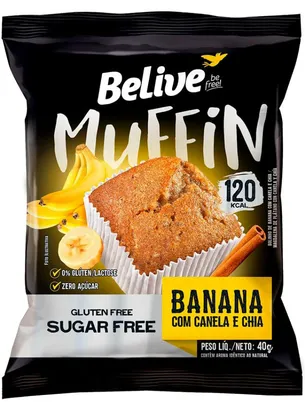 Muffin Banana com Canela e Chia s/ Açúcar, Glúten e Lactose Belive 40g (mín.10) | R$1,80