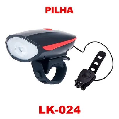 [AME R$36] Farol Bike Led com Buzina Pilha Vermelho Luatek LK-024