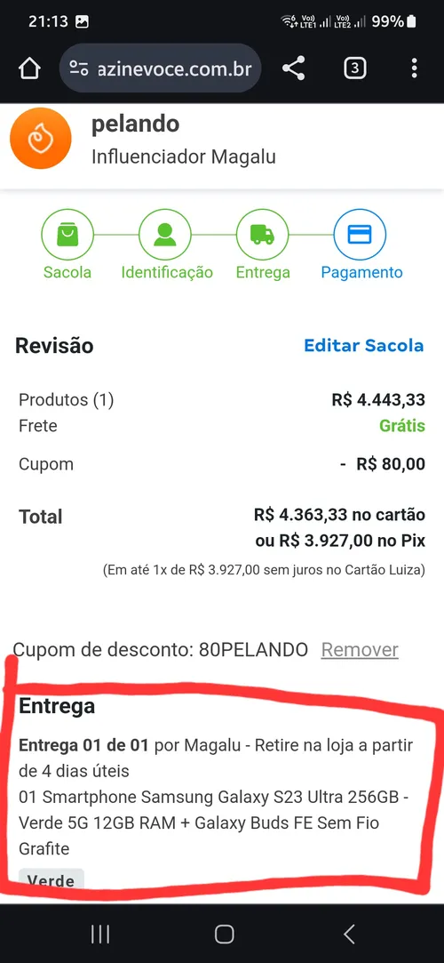 Imagen na descrição da promoção