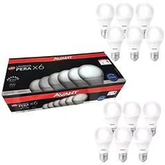 Kit Caixa 12 Lampada Bulbo 9w Branco Frio Avant E-27 Bivolt