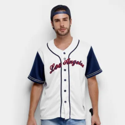Camisa Baseball Kappa Los Angeles 17 Masculina - Branco e Azul - Tam. M e G | R$35
